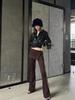 Slim Fit Elastic Knitted Slit Skirt Pants - Women's Short Micro-Flared Style