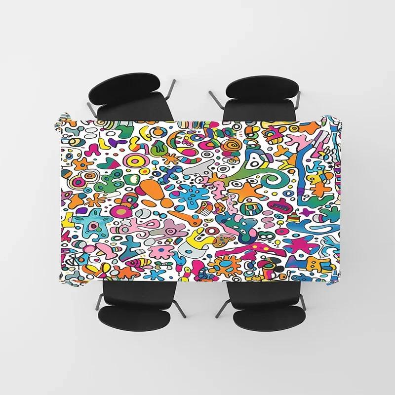 Jingyue Pet Unisex Colorful Abstract Printed Tablecloth Design With Various Shapes Patterns In Multi