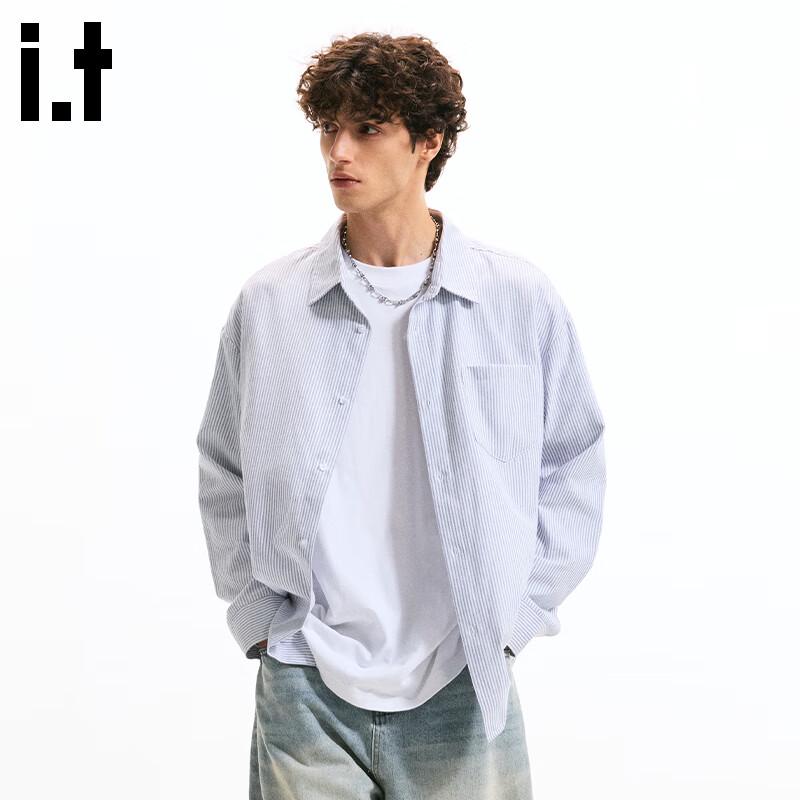 Fingercroxxit Unisex Casual Striped Oxford Shirt 4XL