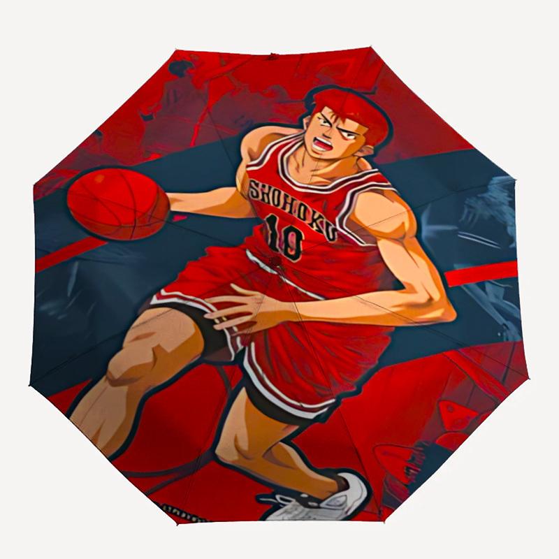 1pc SLAM DUNK Automatic Open/Close Umbrella   Compact Travel Umbrella, 8 Rib Heavy Duty, Perfect for Women & Men    a0923174