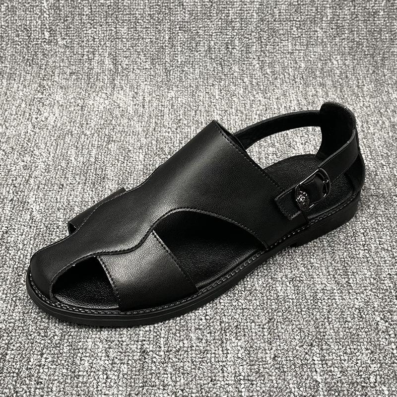 

Большой размер 4 поставки сандалии мужские кожаные новые повседневные пляжные туфли носить крутые кожаные туфли 48