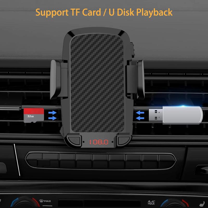 FM Transmitter Car Bluetooth 5.0 Handsfree Car Kit AUX Audio Receiver Play Phone Holder Car MP3 Player Car Accessories