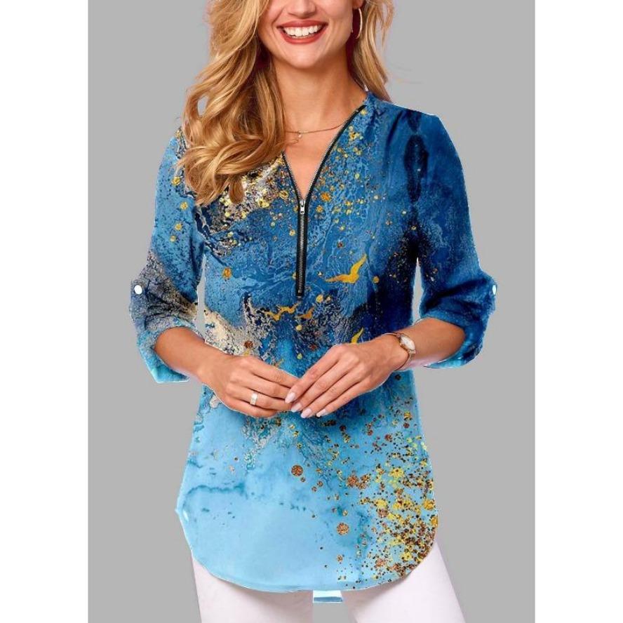 

YYFS Женские модные повседневные летние весенние блузки и рубашки с рукавом 1/2 и V-образным вырезом XXXXXL