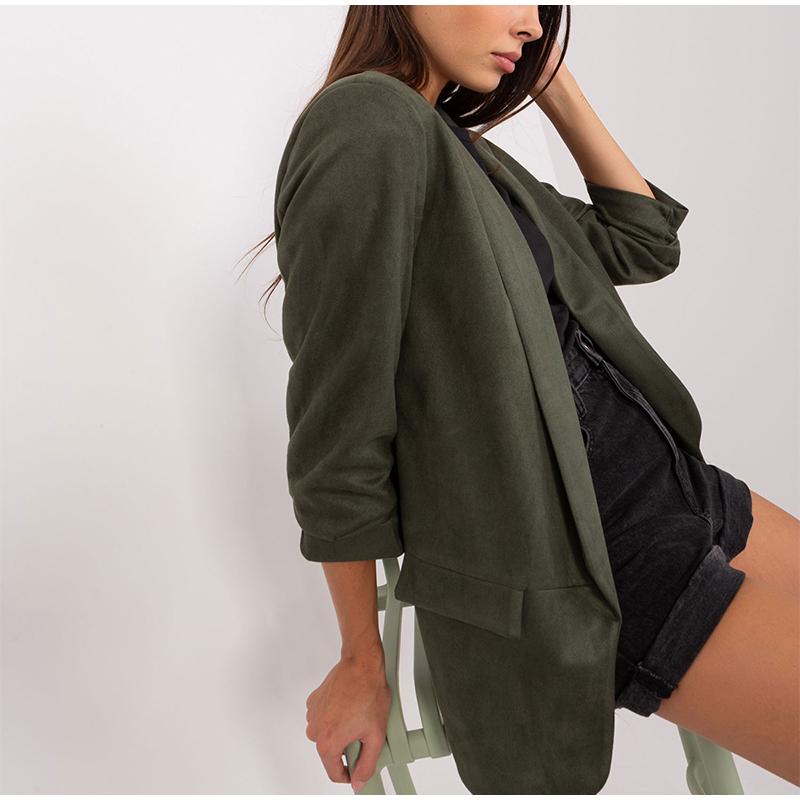 Шикарные женские блейзеры осенние лацканы элегантные однотонные пальто с длинным рукавом — фото 4