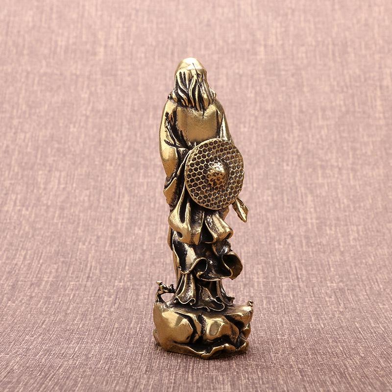Retro Pure Copper Chinese Myth Nezha Buddha Statue Figurines Creative Desktop Decoration Home Furnishing Craft Gift Decoration