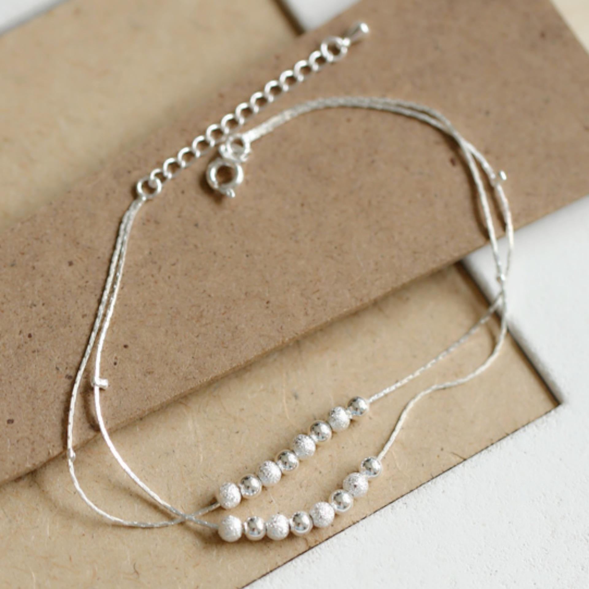Double-layer Silver Beads Anklets Anklet Women Girls Sweet Elegant Foot Jewelry Bracelet Outdoor Travel Styling Fashion Jewelry