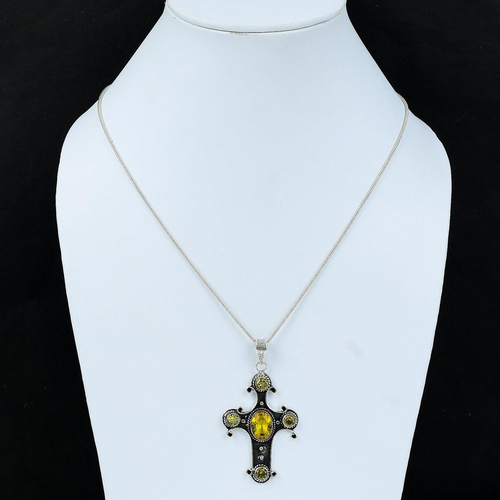 Citrine Gemstone Handmade 925 Sterling Silver, Genuine Citrine Necklace, Citrine Jewelry , Gift for Her Mom's Gift Wedding Anniversary Gift