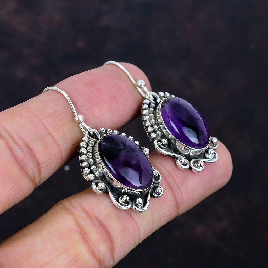 Star Amethyst Earrings Amazing Silver Jewelry Real Gemstone Handmade Earring 925 Sterling Silver Earring Latest Design Jewelry Gifts for Her
