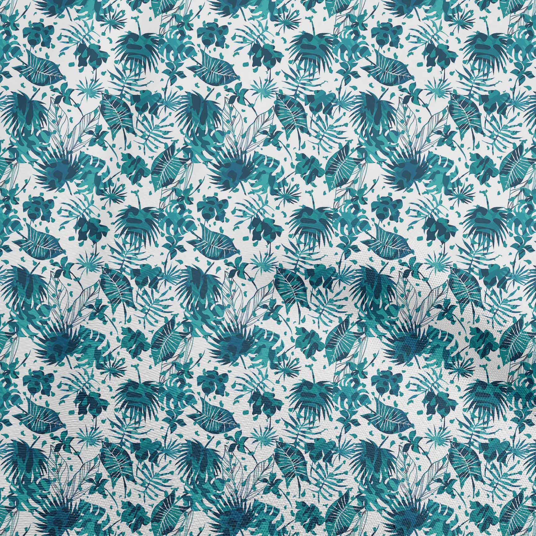 

oneOone Cotton Poplin Blue Fabric Tropical Leaf Craft Projects Decor Fabric Printed By The Yard 42 Inch 42 Inch Wide - Viscose Chiffon чирок синього кольору