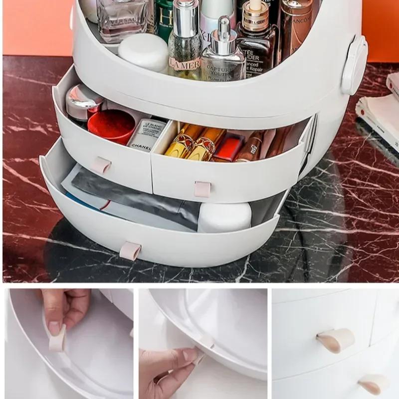 Dustproof Large Capacity Cosmetic Storage Box Bathroom Desktop Beauty Makeup Organizer Skin Care Storage Drawer Waterproof