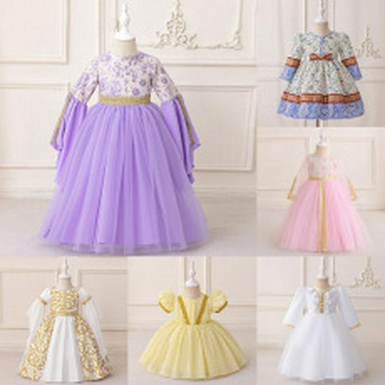 2025 Girls' Evening Mesh Princess Dress with Embroidery and Pleated Puffy Skirt for Flower Girls and Holidays