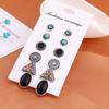 6 Pairs Vintage Bohemian Geometric Rhinestone Turquoise Earrings Set for Women