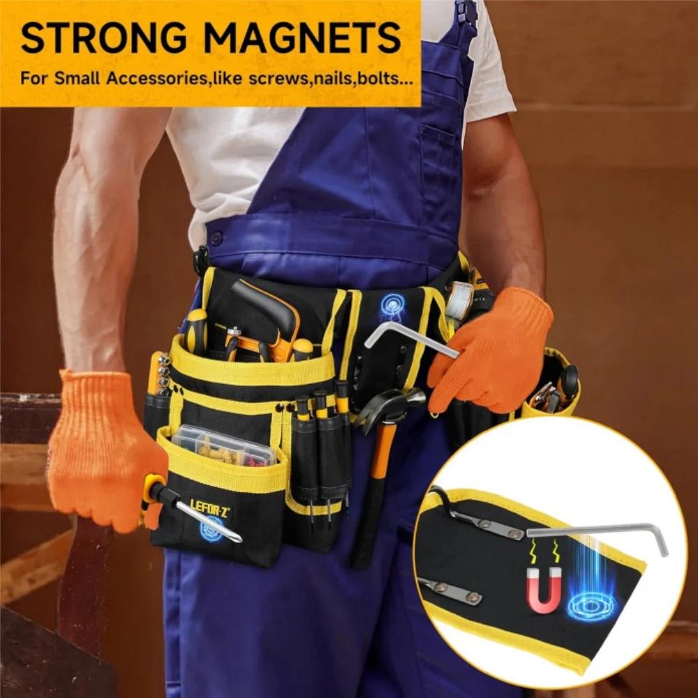 Tool Organizers Bag Heavy Duty Adjustable Tool Belt - Professional Repair Tool Waist Bag for Electricians, Carpenters & Workers