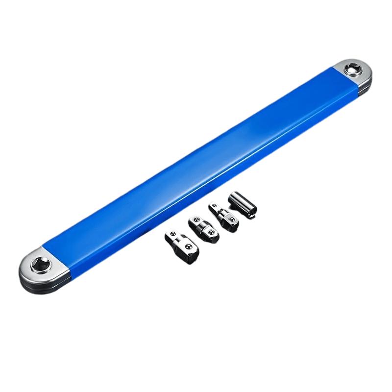1Set Multi Functional Universal Adjustable Extension Wrench Set, Double Head 360-degree Rotating Ratchet Spanner