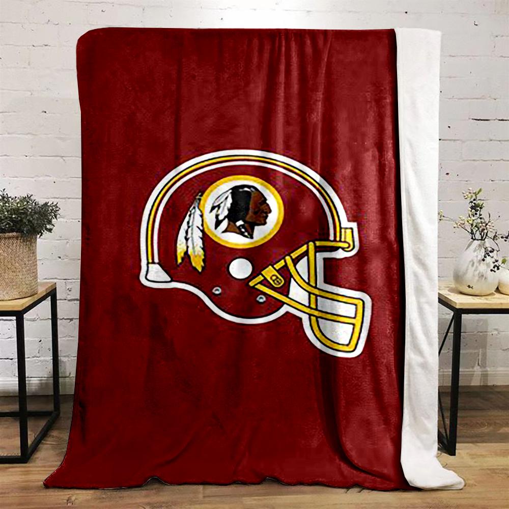 Red Football Helmet with Feather Logo Design, Flannel blanket for bedroom, living room, sofa, and nap sofas.
