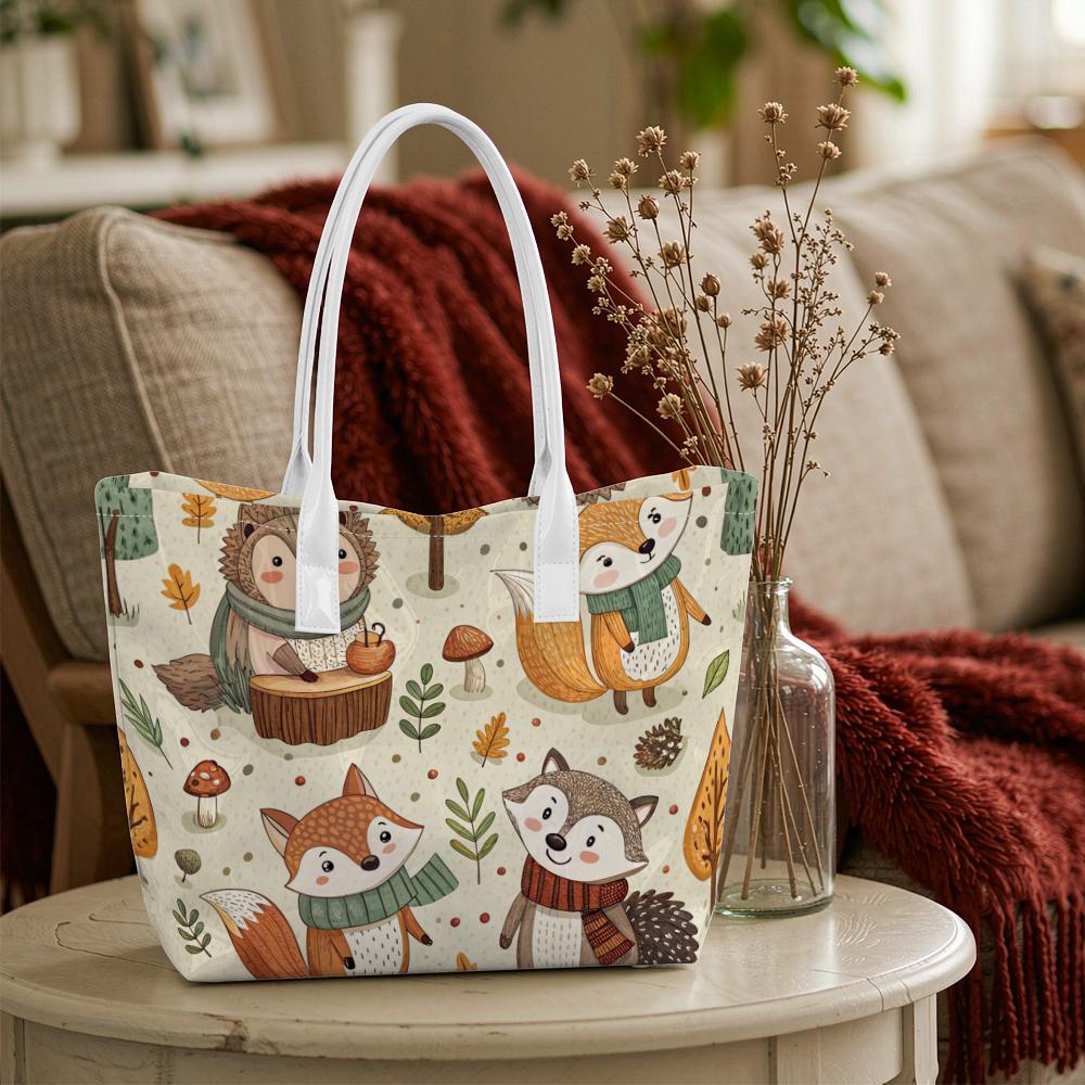 Cute Animal Pattern Tote Bag Portable Lightweight Daily Use Shoulder Bag