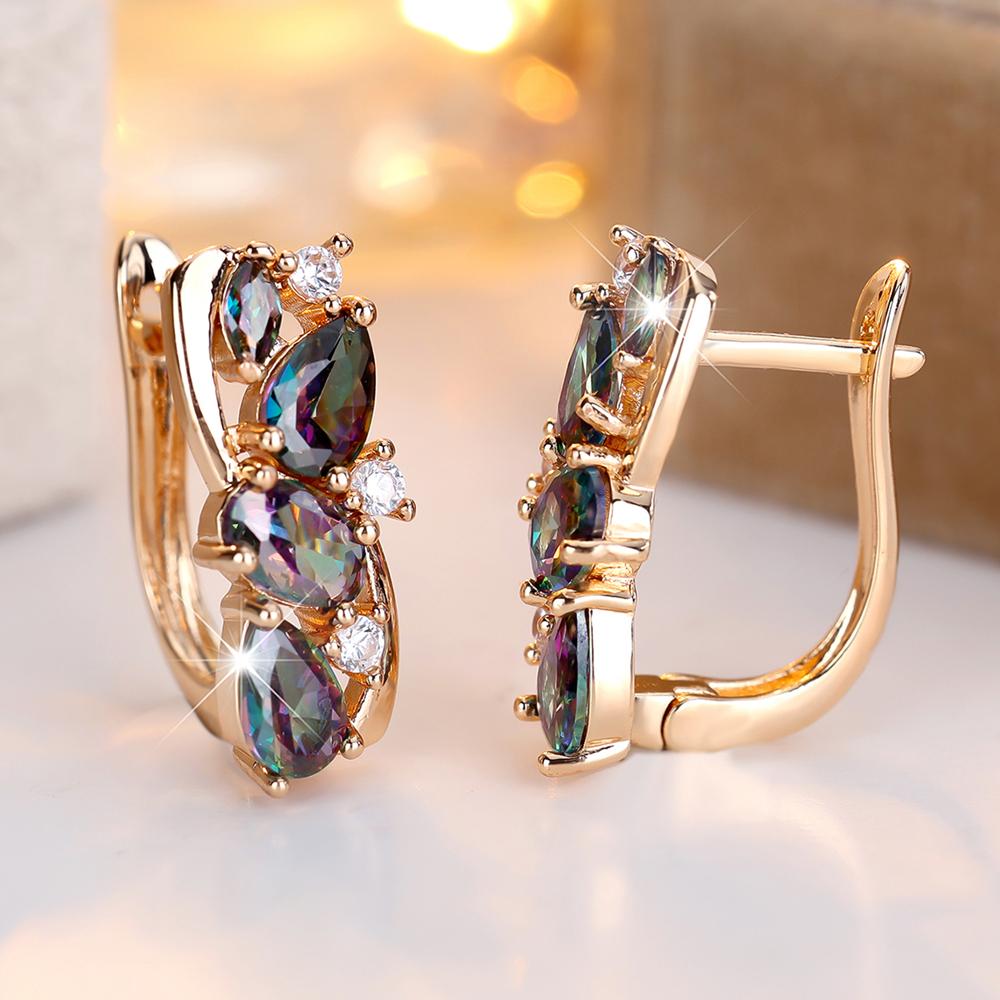 

Серьги-капли Mystic Multicolor Zircon для женщин, винтажные роскошные золотые серьги для вечеринок, ювелирные подарки разноцветный/золотой