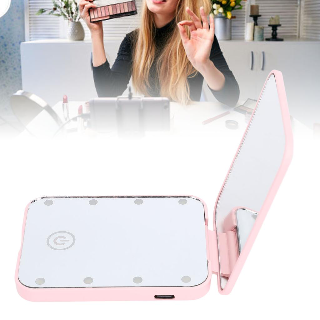 Compact LED Travel Makeup Mirror 2 Sided Magnification Rechargable Portable Handheld Small Lighted Cosmetic Mirror