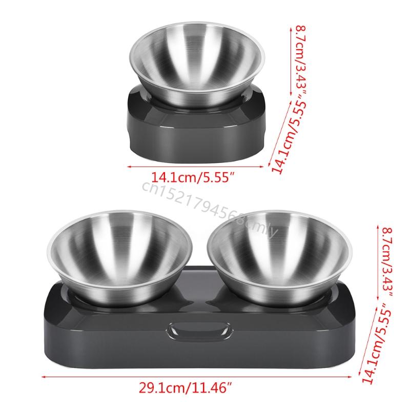 Dog for Cat Bowls with Raised Stand Pet Water Feeder 15° Tilted Platform Non-slip Drinking Dispenser Puppy Kitten 6XDE