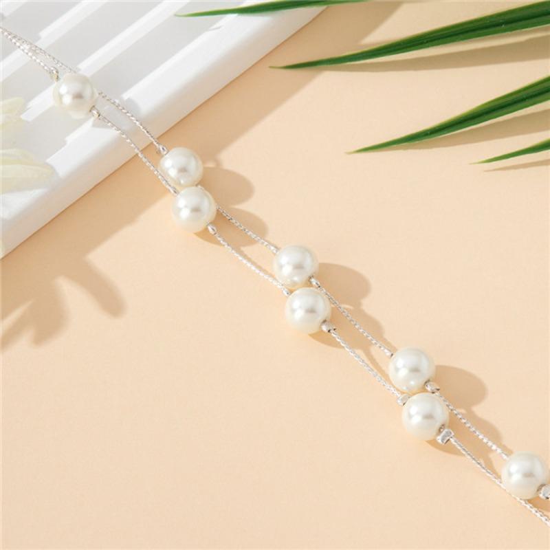 Doppelstrang-Perlenarmband, hochwertiger leichter Luxus, Geschenke für Freunde, exquisiter weißer Kristall.