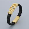 Bracciale Classico in Acciaio Inossidabile e Pelle di Mucca per Uomo Fascino Teschio Guanti Manette Nodo Bracciale con Charms Acciaio Inossidabile Gioielli per Festa Biker
