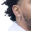 Punk Gold/ Color Cross Stud Earrings Hip Hop Rhinestone Piercing Studs For Women Men Ear Accessories Fashion Jewelry