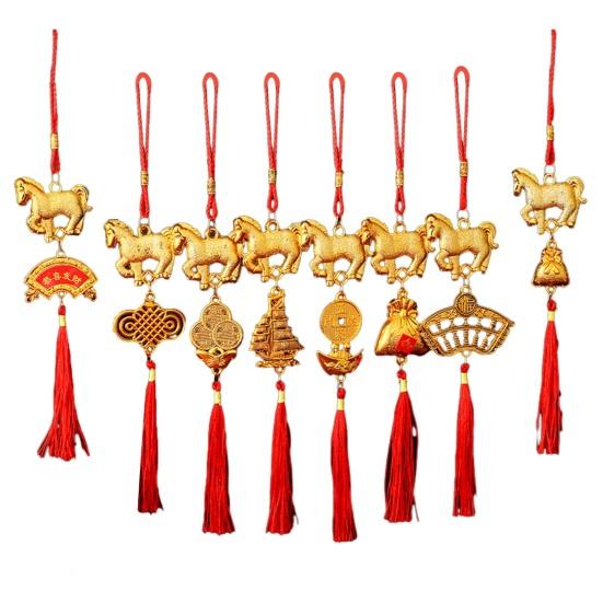 Chinese New Year Decorations 2026 Year of Horse Lucky Feng Shui Charm Zodiac Horse Hanging Tassel Pendant for Fortune Wealth Success Home Car Bonsai