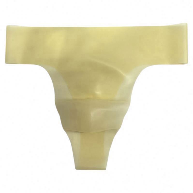 Men's Thong T-shaped Panties Rubber Seamless Spliging Concave-convex One-piece Latex Underwear