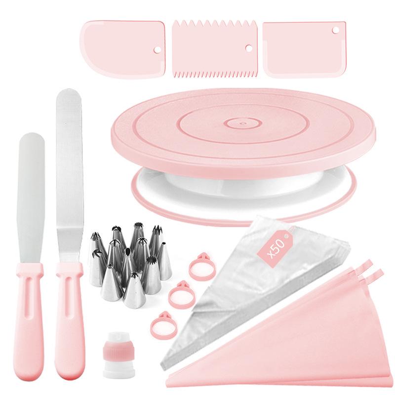 Nordic Baking Set: 137-Piece Home Cake Tools with Piping Bags, Stainless Steel Tips, and Turntable