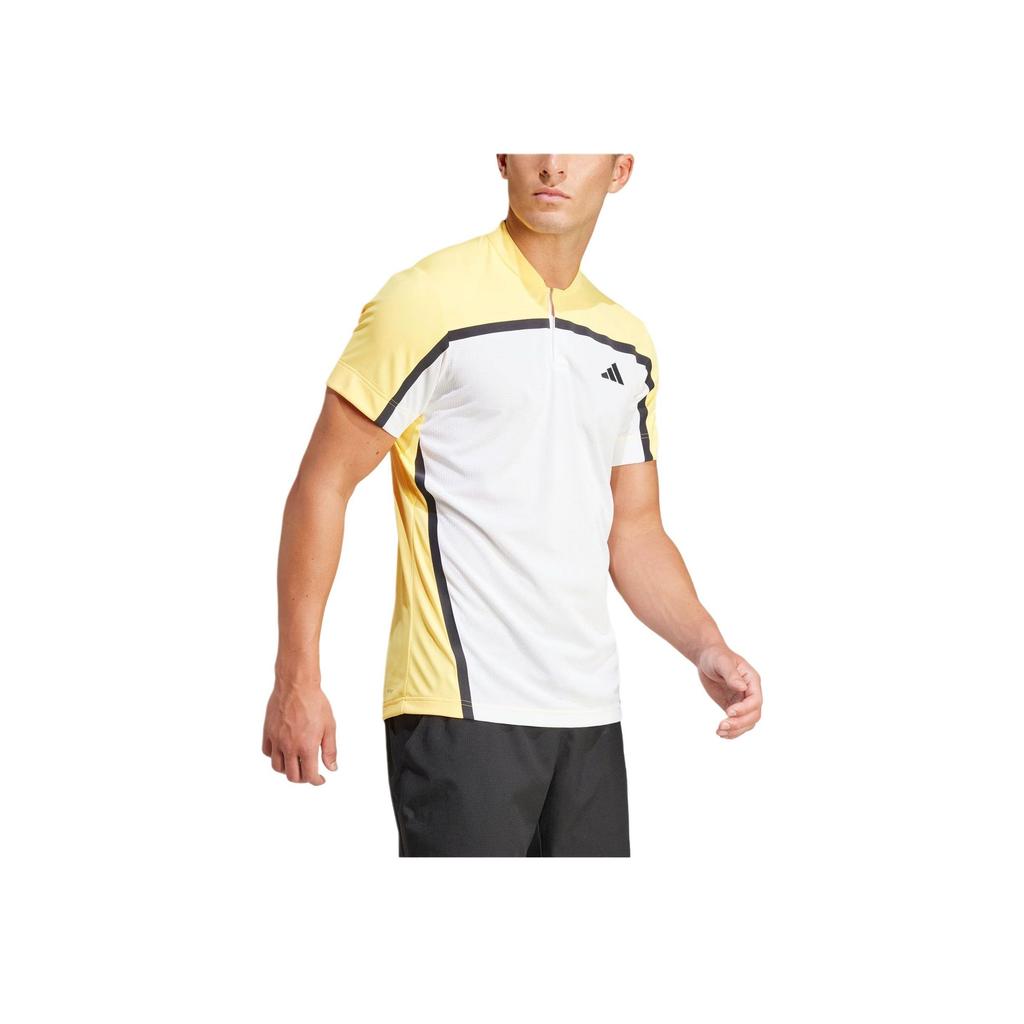 Adidas Heat.Rdy Pro Freelift Henley Colorblock Casual Outdoor Sports Crew Neck Pullover Short Sleeve T-Shirt Men Tops Bright-Yellow IS8969