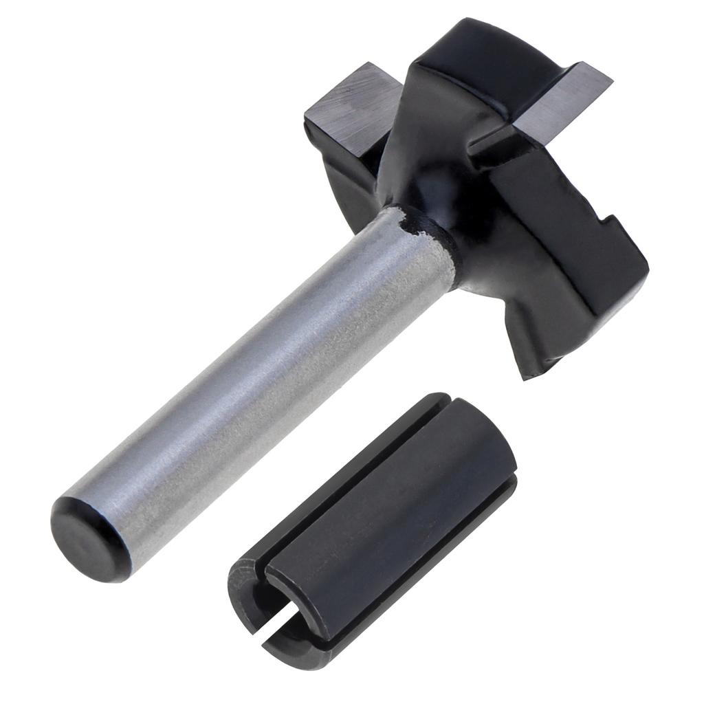 1/4" Shank 3-Tooth Carbide Spoilboard Surfacing Router Bit with 1/2" to 1/4" Reducing Chuck, Slab Flattening Milling Cutter for Woodworking Planing