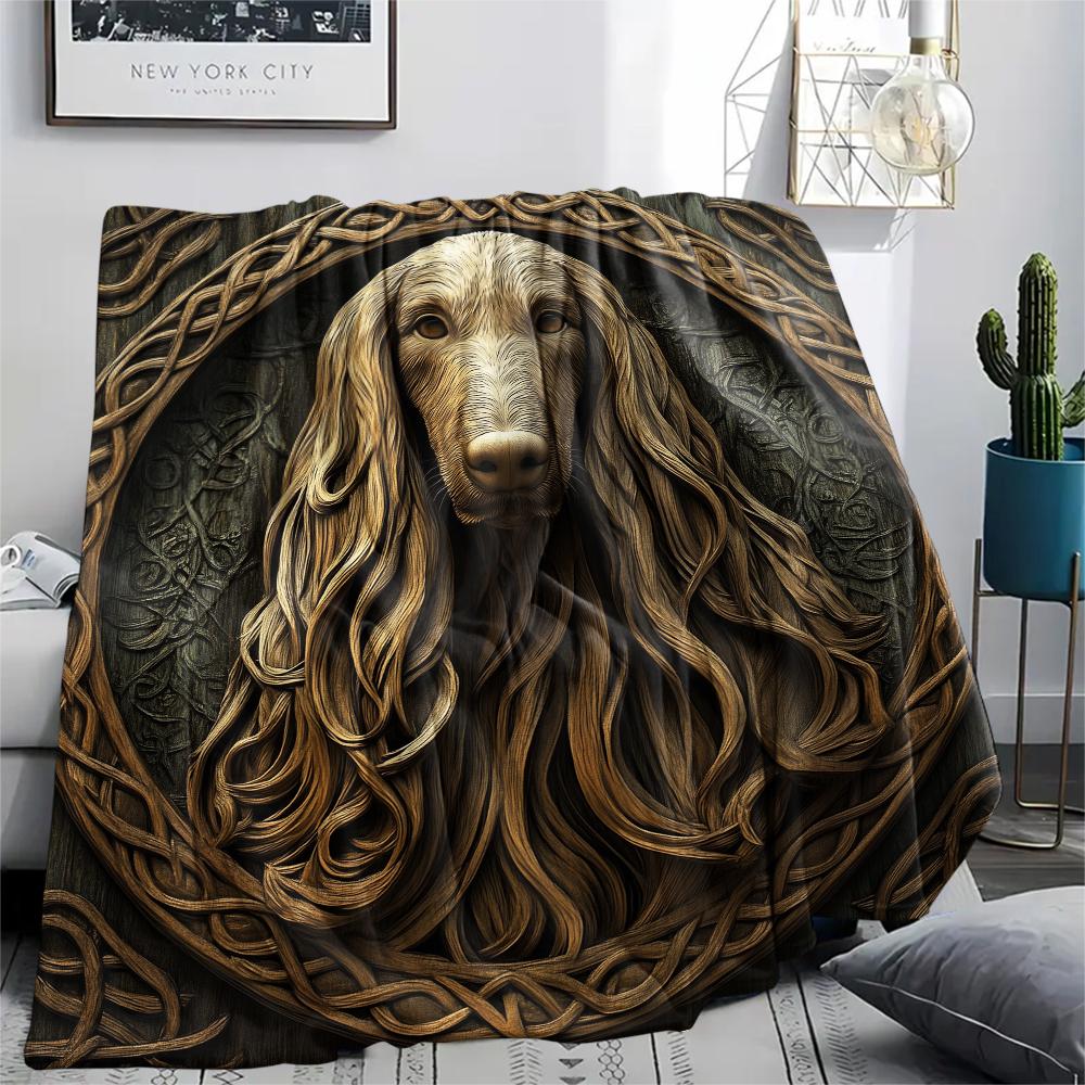 Black Afghan Hound,pattern Flannel Blanket, High Quality Comfortable for All Seasons, Home Decor, Warmth and Comfort, Perfect for Gifts.