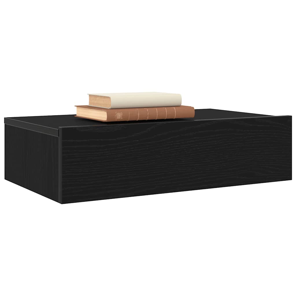 TV Cabinet with LED Lights Black Oak 60 X 35 X 15.5 Cm