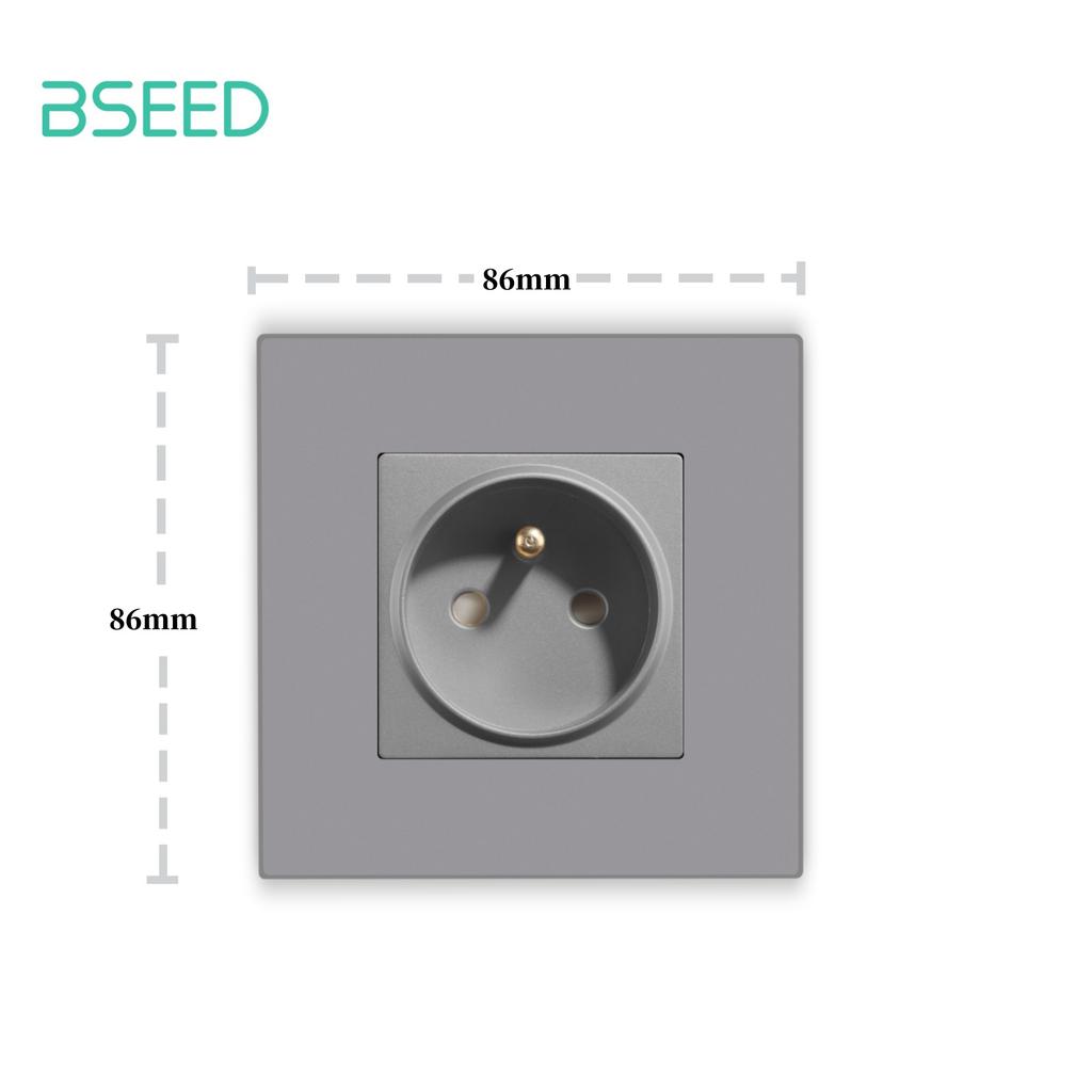 Bseed France Standard Socket With Usb Charging Port and Type c 2.1A 16A Gray PC Panel 86mm*86mm Plastic Flame Wall Socket