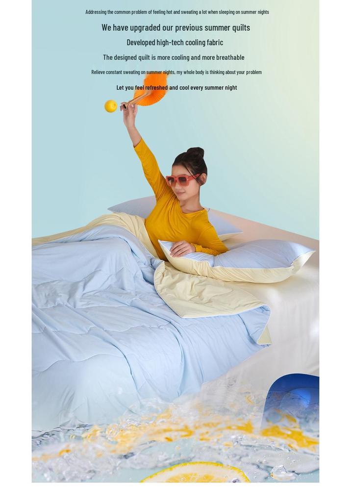 A-Class Cool Ice Silk Summer Quilt - Breathable, Machine Washable, for Single/Double Beds
