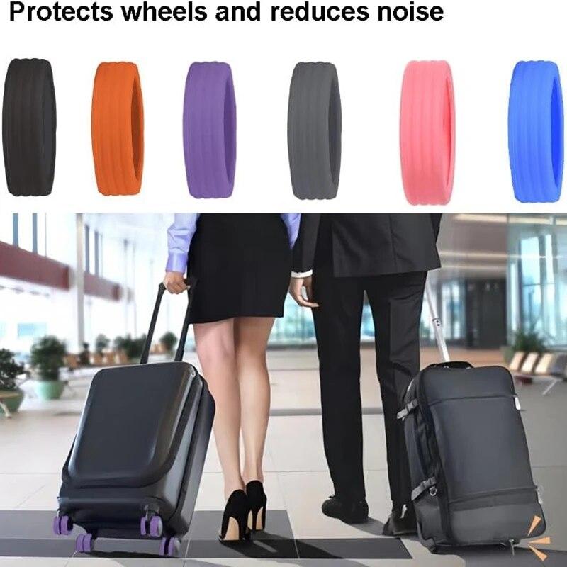 New 8PCS Luggage Wheels Protector Silicone Wheels Caster Shoes Travel Luggage Suitcase Reduce Noise Wheels Cover Accessories