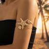 Bohemian Double Shell Upper Arm Cuff Bracelet Bangle for Women Exaggerated Starfish Armlet Summer Vacation Jewelry Gifts