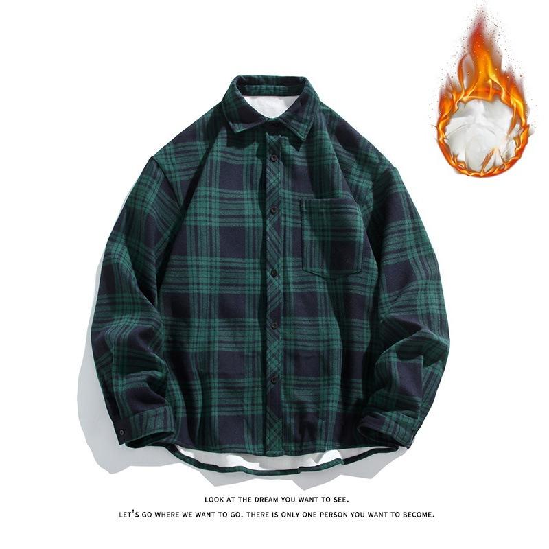 

Мужская фланелевая куртка-рубашка на шерпа-подкладке, с длинным рукавом, на пуговицах, в клетку, зимние куртки, фланелевая куртка-рубашка с карманом, теплая куртка-пальто для мужчин 5XL