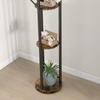 Rotating Floor Coat Rack with 8 Hooks and 4 Shelves in Industrial Style, diameter 30x175cm, Brown
