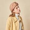 Hat Female Shape Felt Hat Autumn And Winter Wool Beret Elegant Solid Color Bow Stewardess Hat