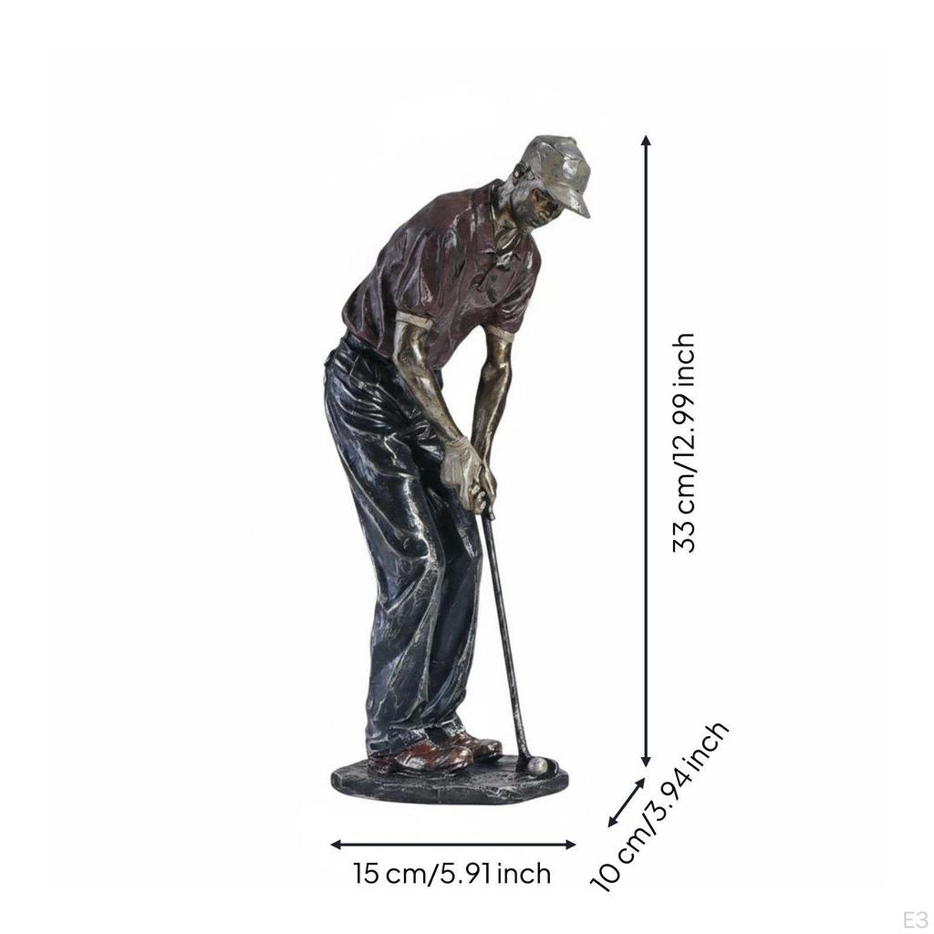 Golf Resin Figurine Tabletop Decoration Player 3D Golfer Statue for Office, Study