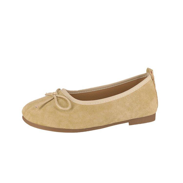 

French Suede Bow Ballet Shoes Spring and Summer New Gentle 1 Slip-on Soft Face Women s Flat Shoes Trendy 40 абрикосовый