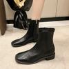 New Women Ankle Boots Fashion Female Flat Heel Low-Heel Shoes Lady Boots Leather Woman Low-heel Keep Warm Ankle Boots