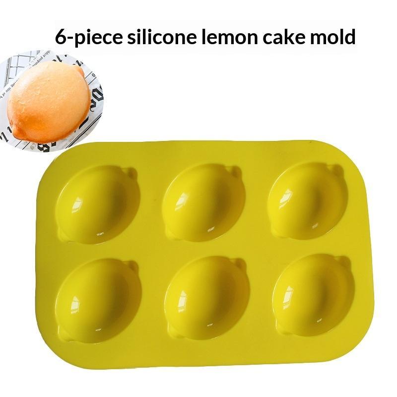 6 Holes Reusable Silicone Cake Mold Lemon Chestnut Shape Heat Resistant Baking Tool for Mousse Pudding Pastry DIY Gift