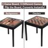 Jogos Mesa de Xadrez de Madeira Xadrez Damas e Gamão 3 em 1 Combo Mesa de Jogo Conjunto de Mobiliário para Recreação Doméstica 25 x 25 Compac