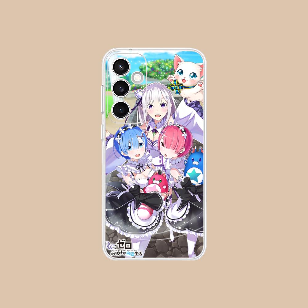 ReZero Rem Ram Clear Mobile Phone Case for Samsung Galaxy S25 S24 S23 S22 S21Plus FE Ultra Colorful Cover
