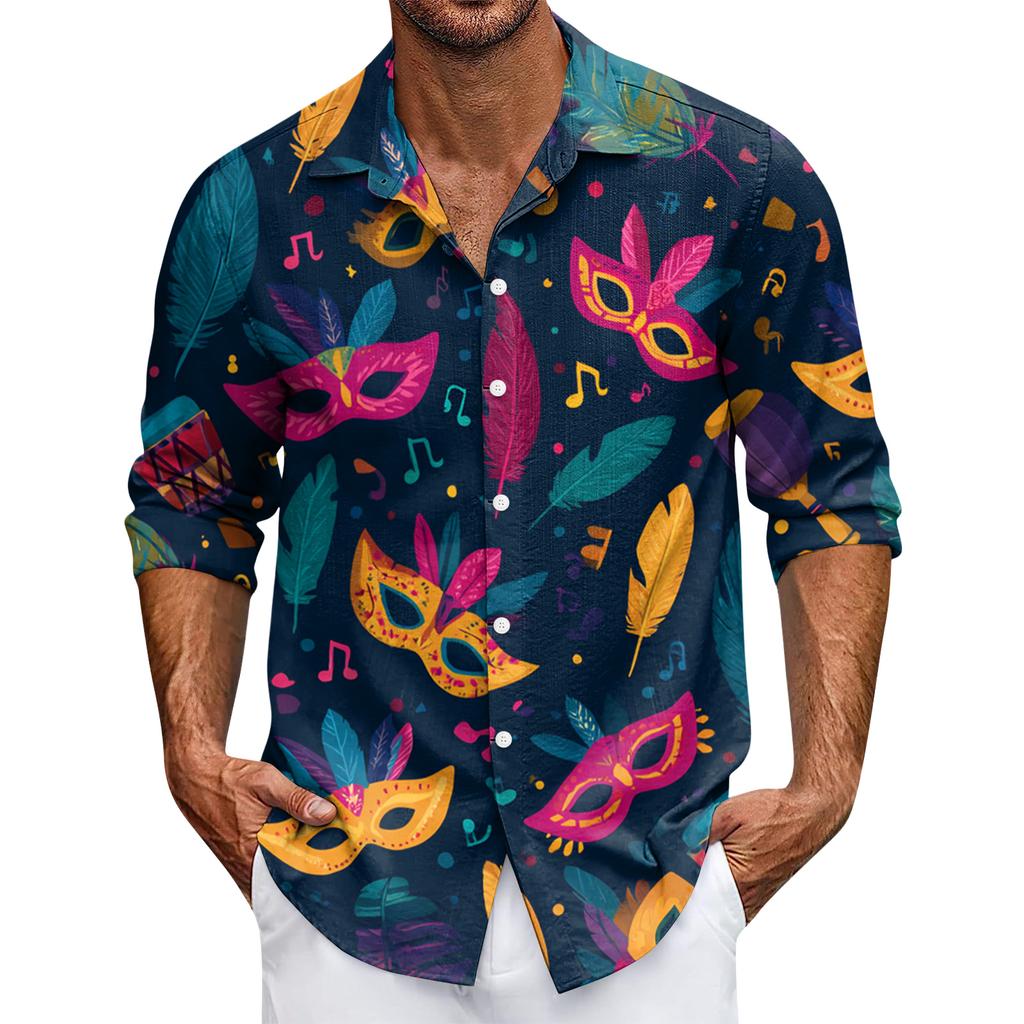 Men's Casual Button-Down Long-Sleeve Shirt