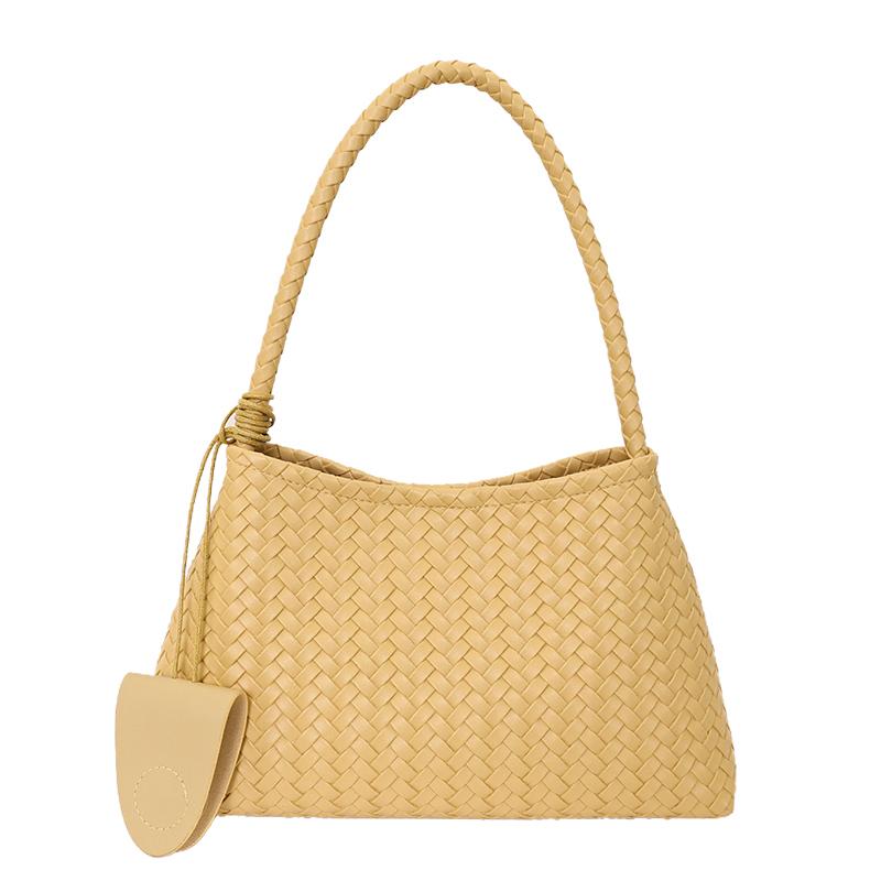 Woven Texture Shoulder Bag with Braided Handle Elegant Design for Daily and Casual Wear