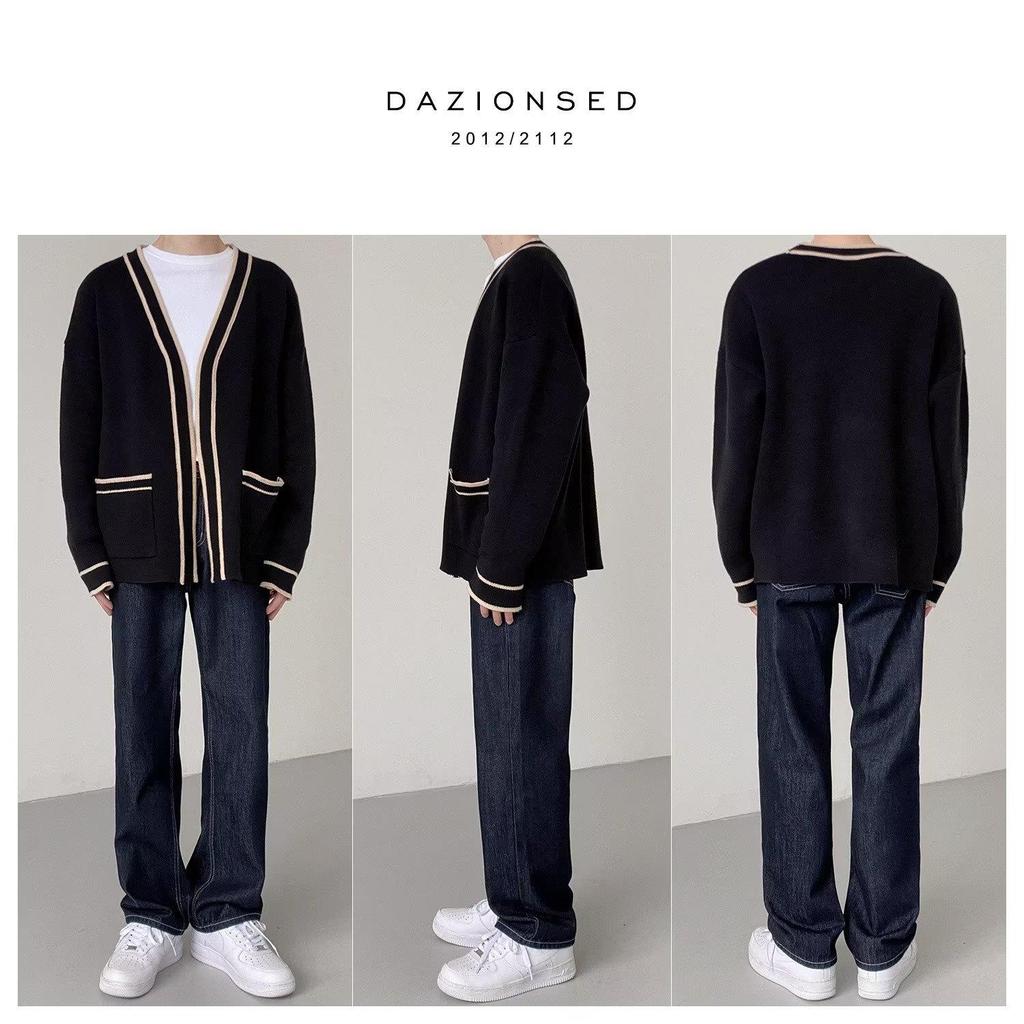 Men's V-Neck Cardigan Sweater: Casual Korean Style, Loose Fit for Spring and Autumn