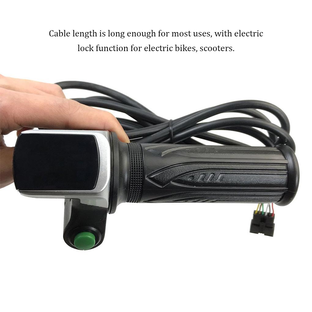 1 Pair Bicycles Throttle Grip LCD Display Battery Indicator Lever 6 Core with Switch Non-slide Handlebar Conversion